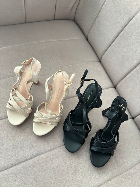 Women Trendy Criss Cross Straps Buckle Closure High Heels
